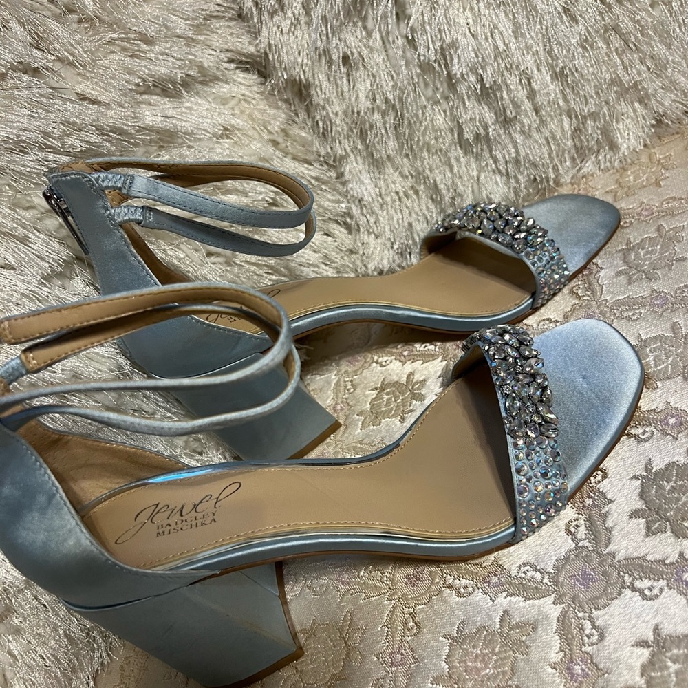 Jewel Badgley Mischka Sky Blue Crystal Heels